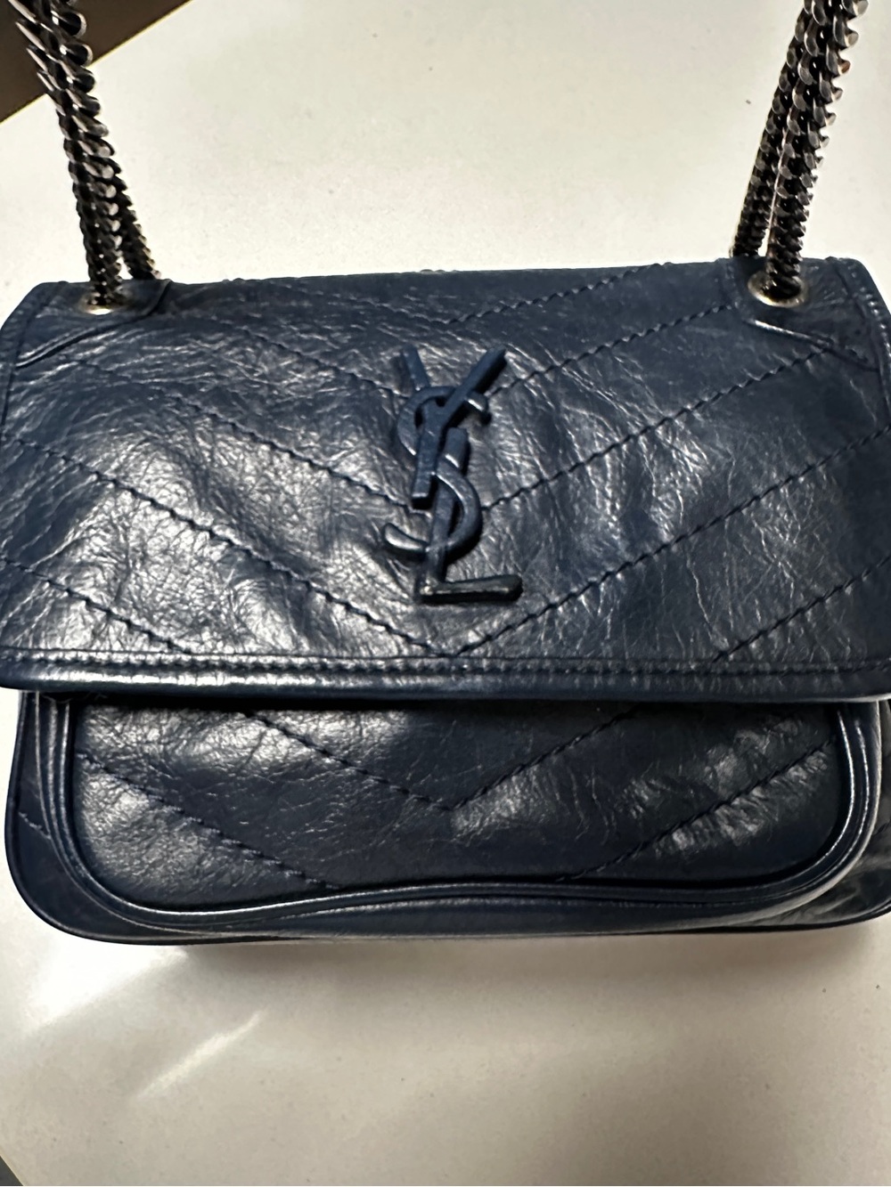 Saint Laurent Niki Baby Bag in Navy Blue Leather - Picture 3 of 16